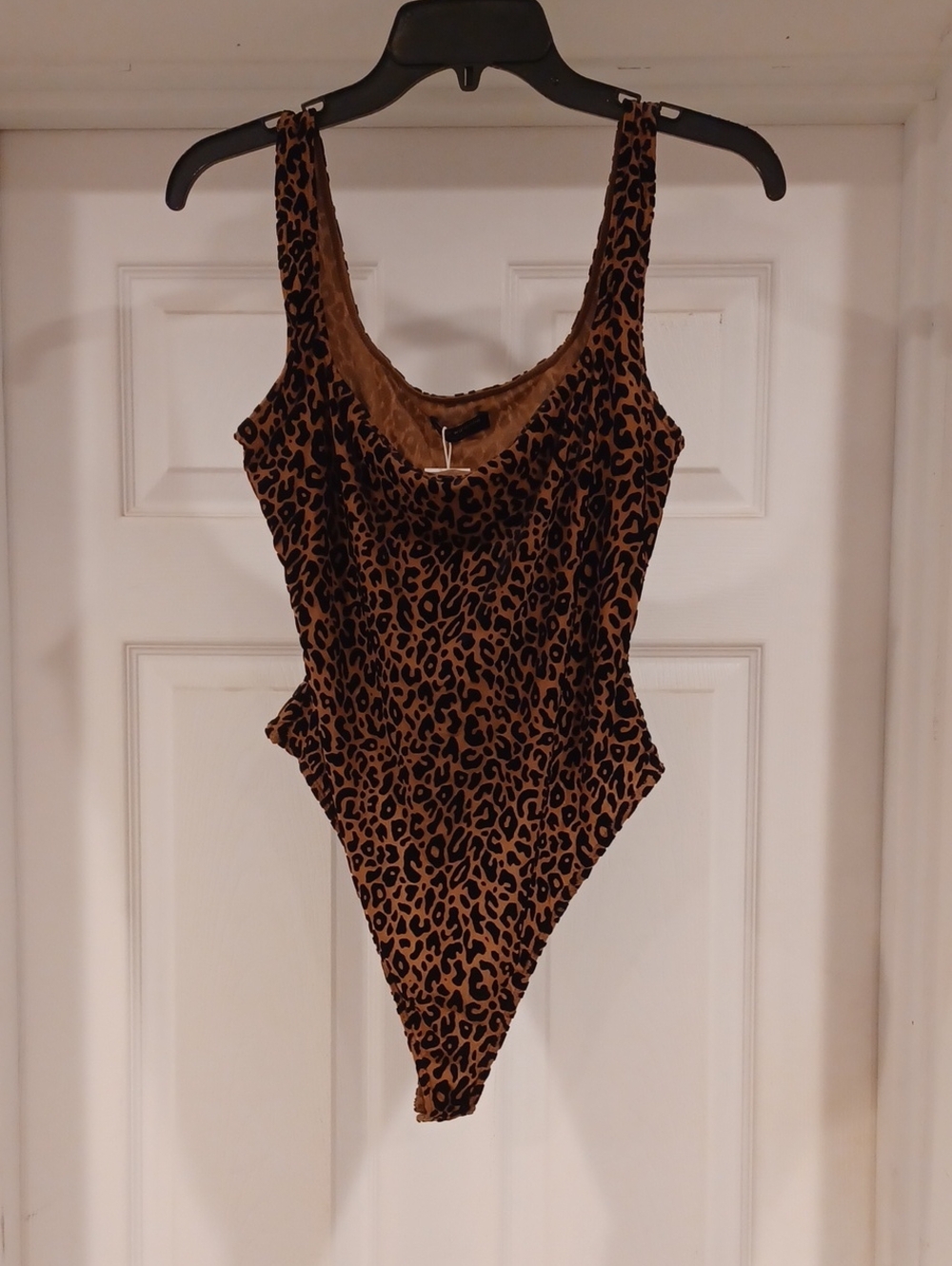 Naked Wardrobe Leopard Print One-Piece in Brown and Black